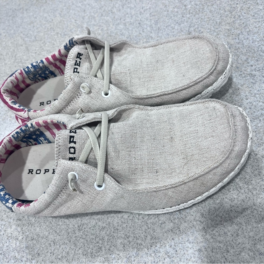 Roper Women's Size 11 USA Flag Heel Fabric Hang Loose Moc xford Shoes - Picture 6 of 6
